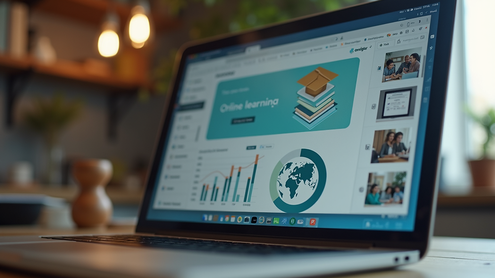 Eye-level view of a laptop displaying an online learning platform