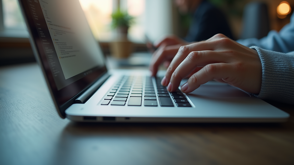 Eye-level view of a laptop keyboard with a beginner-friendly computer course open on screen
