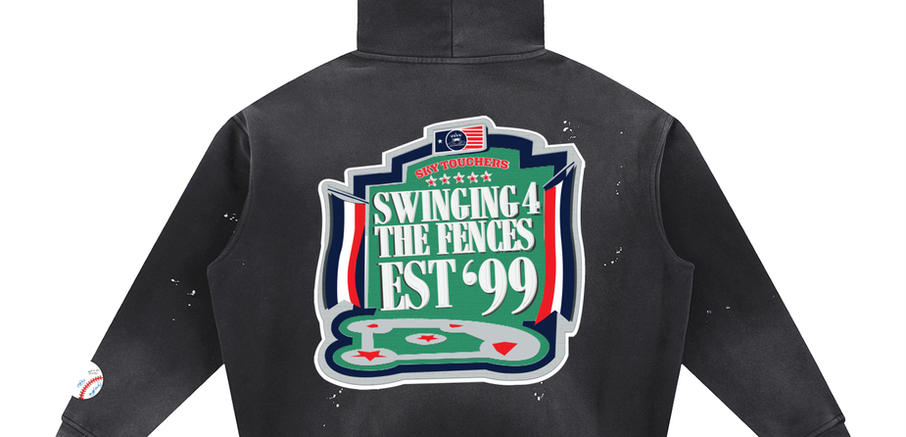 Swinging for the Fences hoodie. This design commemorates the 1999 MLB Allstar game held in Boston Massachusetts.