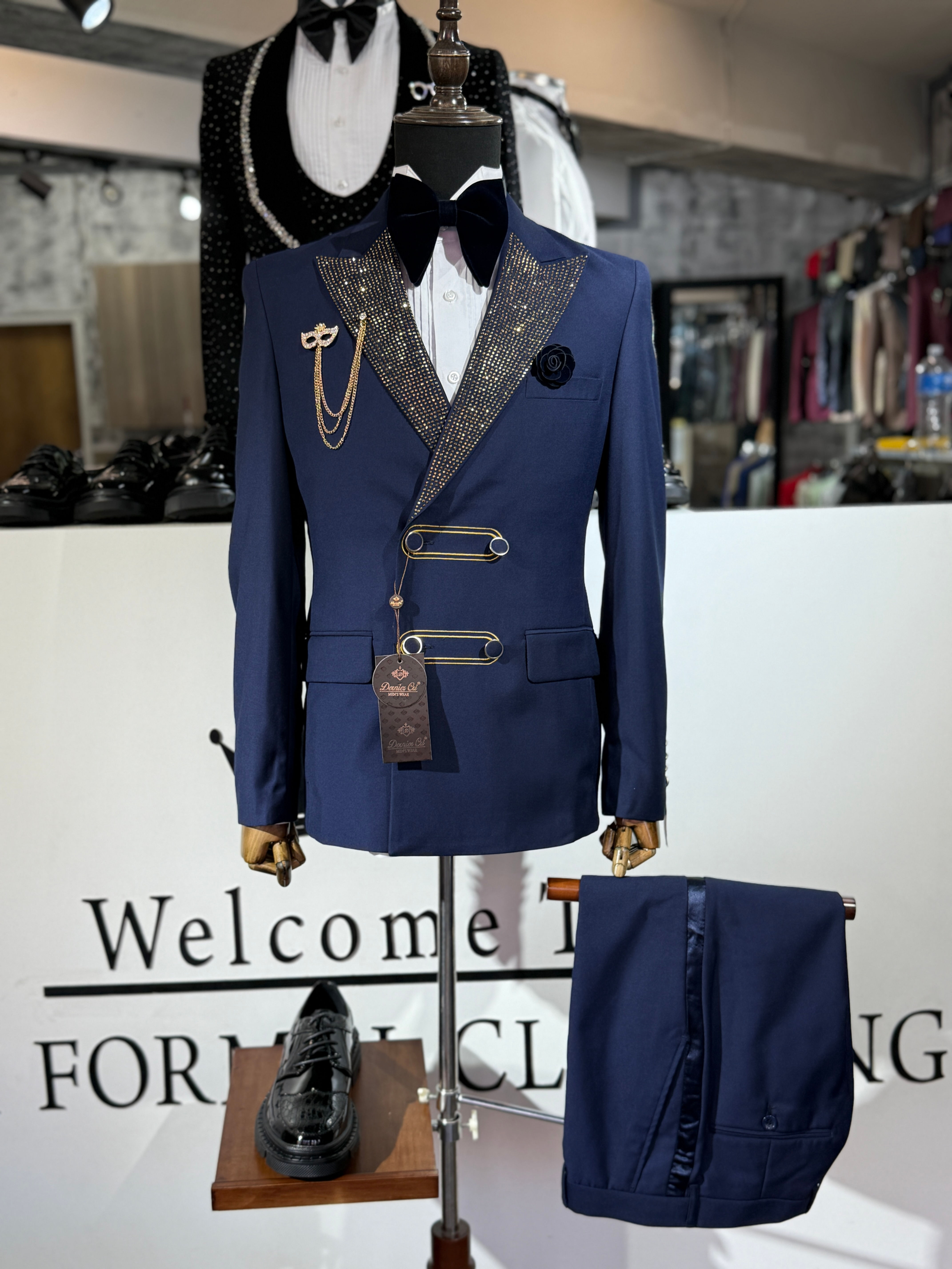 Navy Blue Tuxedo Suit