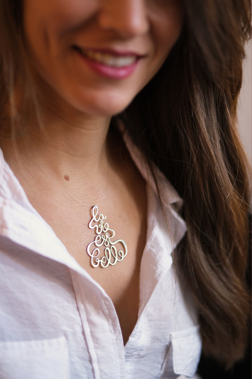 Miniature : La vie est belle - Collier métal argenté
