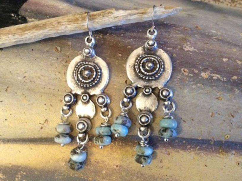 Silver Matte Amazonite Earrings