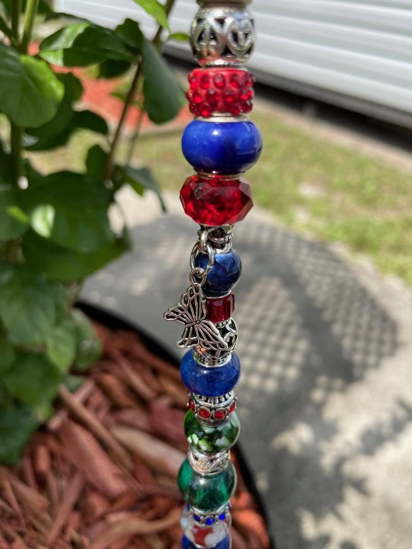Thumbnail: Navy & Red Flower Fairy Garden Wand