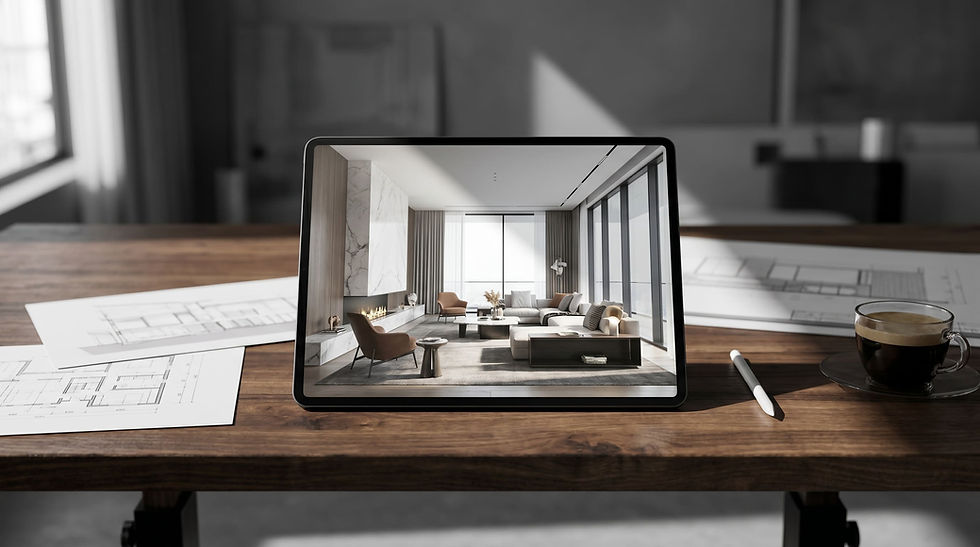 Home page process image 2 - A sleek, borderless digital tablet displaying a hyper-realisti