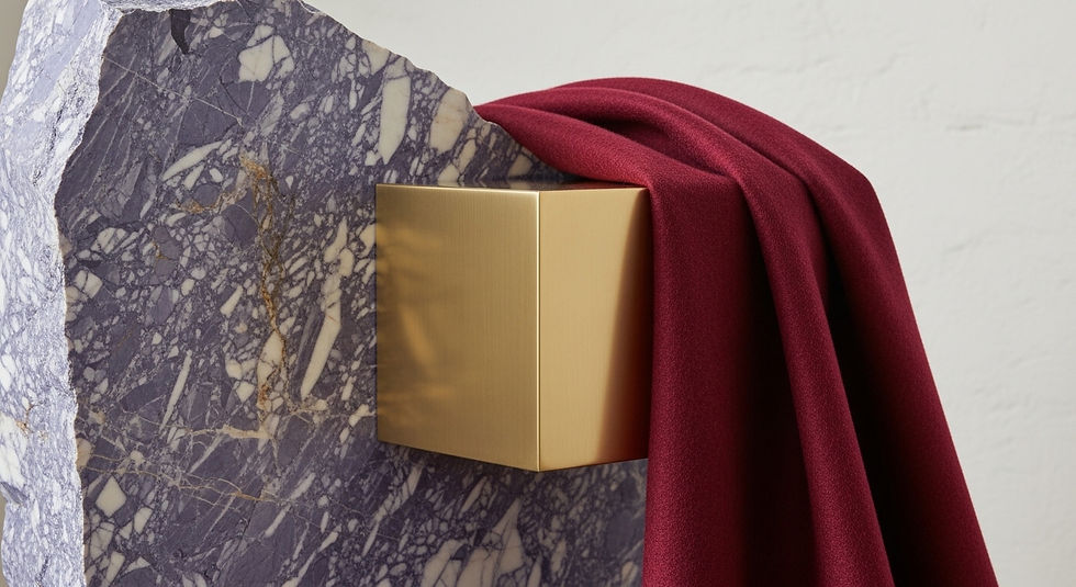 A masterfully composed study of material tension. A raw, jagged block of heavily veined Ca