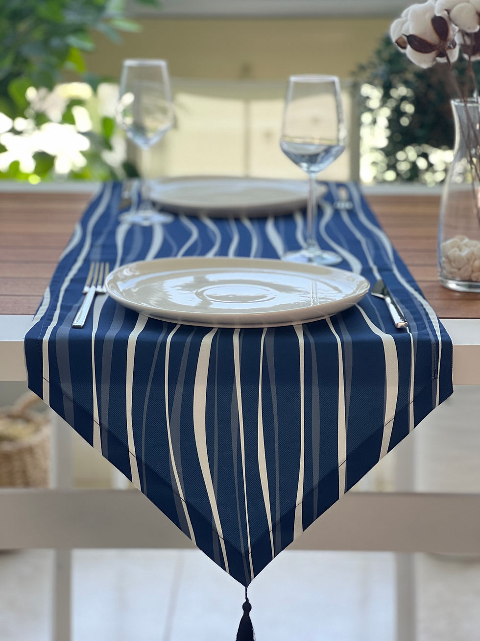 Dalgalı Çizgiler Desen Runner Örtü