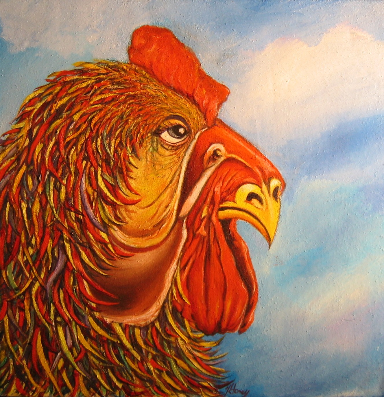 Cockeral on Blue Background b