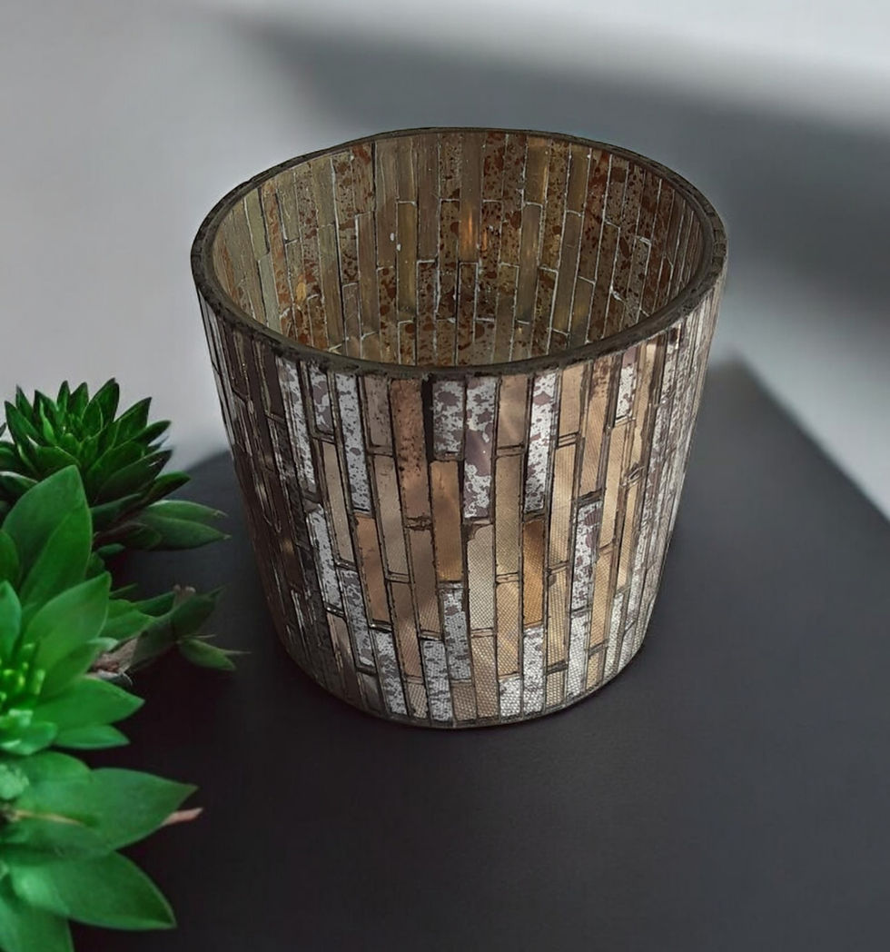 Mosaic Votives with small pillar candle battery operated $5.00 each