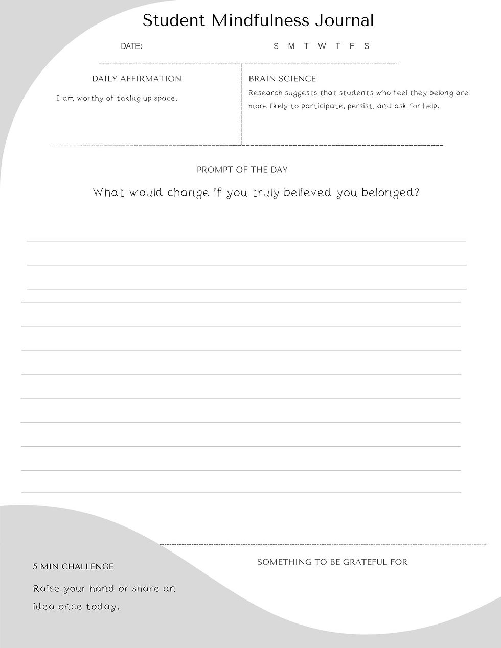 Thumbnail: Reflective Student Mindfulness Journal