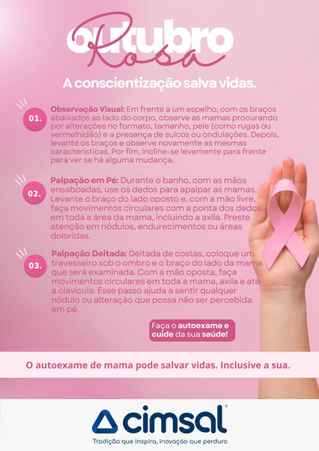 🎀 Cimsal apoia o Outubro Rosa: Juntos na luta contra o câncer de mama! 🎀