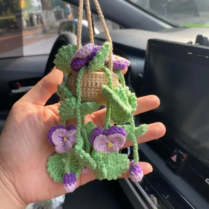 Thumbnail: Crochet Planter Hanger for Cars - Flowers