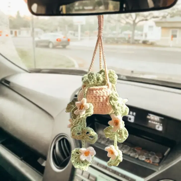 Thumbnail: Crochet Planter Hanger for Cars - Flowers