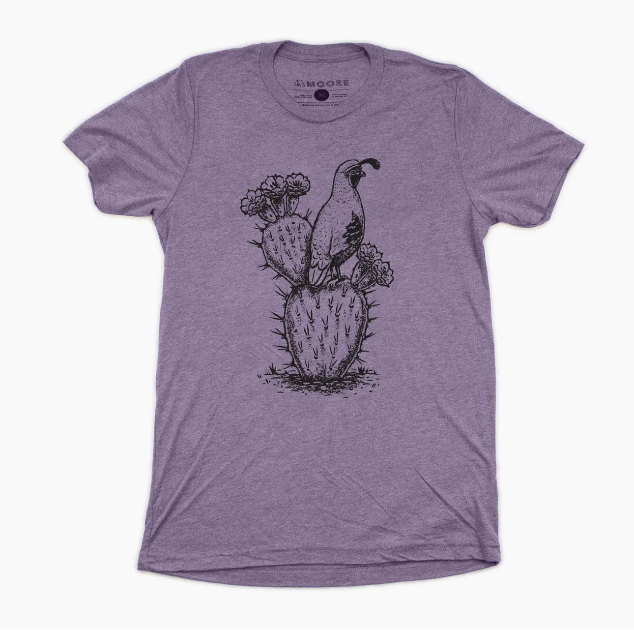 Cactus Quail Tee-Heather Purple