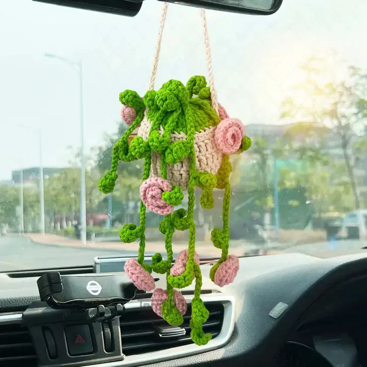 Thumbnail: Crochet Planter Hanger for Cars - Flowers