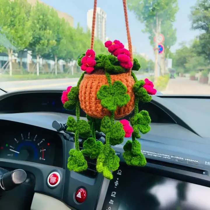 Thumbnail: Crochet Planter Hanger for Cars - Flowers