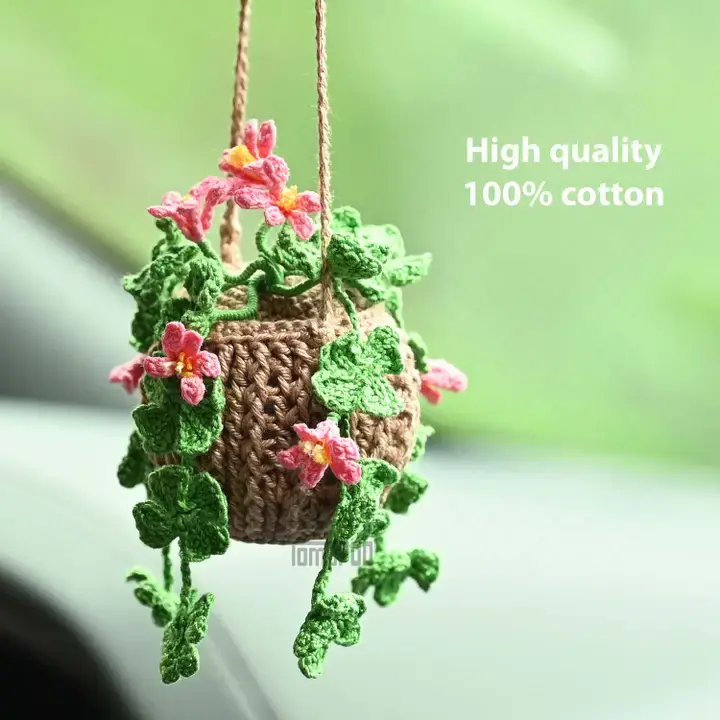 Thumbnail: Crochet Planter Hanger for Cars - Flowers