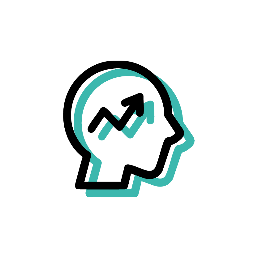 Ícono de una cabeza con flecha ascendente que representa movilidad interna y desarrollo profesional continuo.