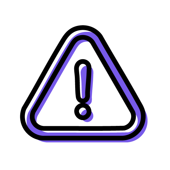 Ícono de triángulo con signo de exclamación, indica alerta o precaución.