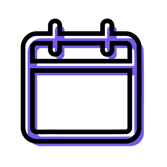 Ícono de calendario, representa programación o gestión de fechas.