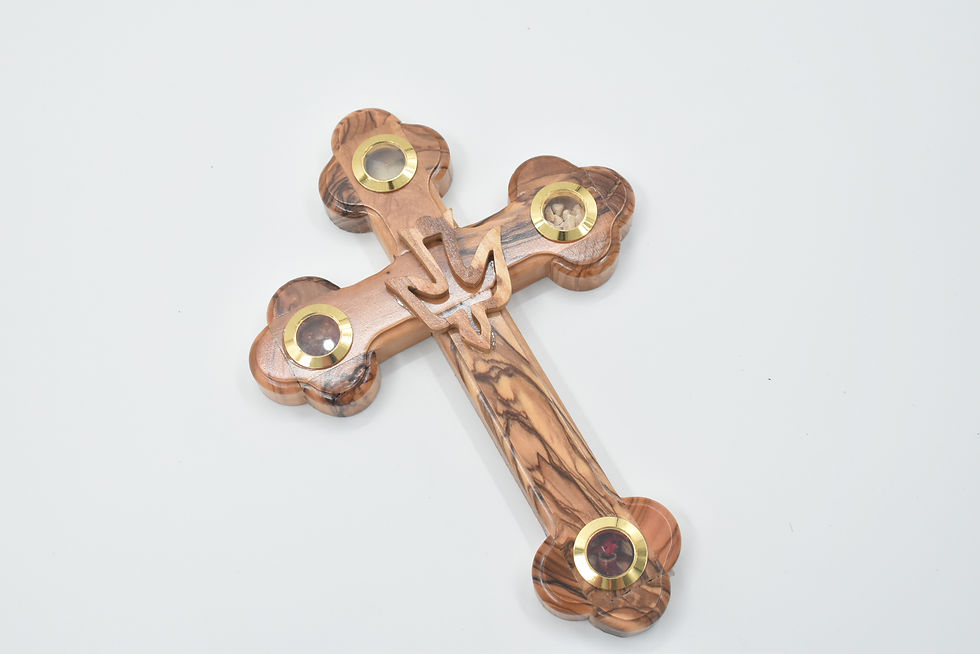 Thumbnail: Holy Spirit Cross, Olive Wood Cross, Wooden Wall Cross with Dove Hand Carved
