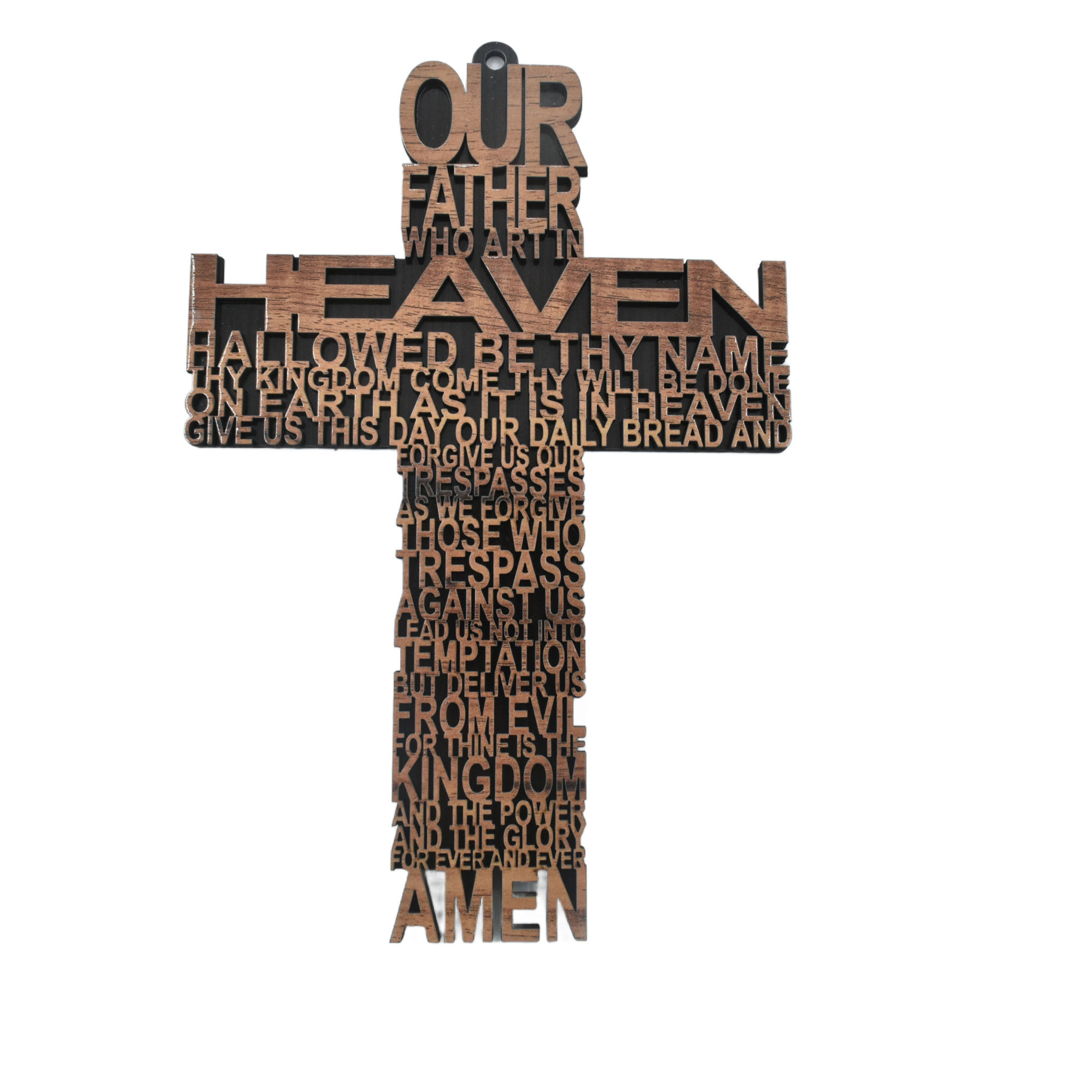 Wooden Wall Cross with "The Lord's Prayer" - Religious Wall Hanging.