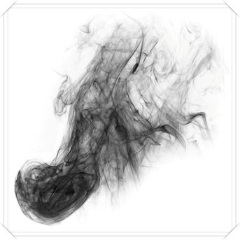 Foto: Schwarzer Rauch auf weißem Hintergrund.
Bildgröße: 7000 x 7000 px