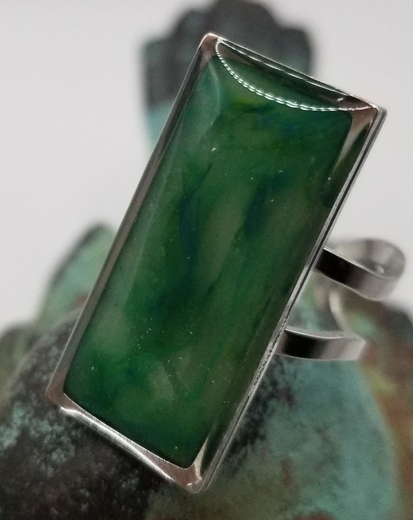 Emerald Marble rectangle ring