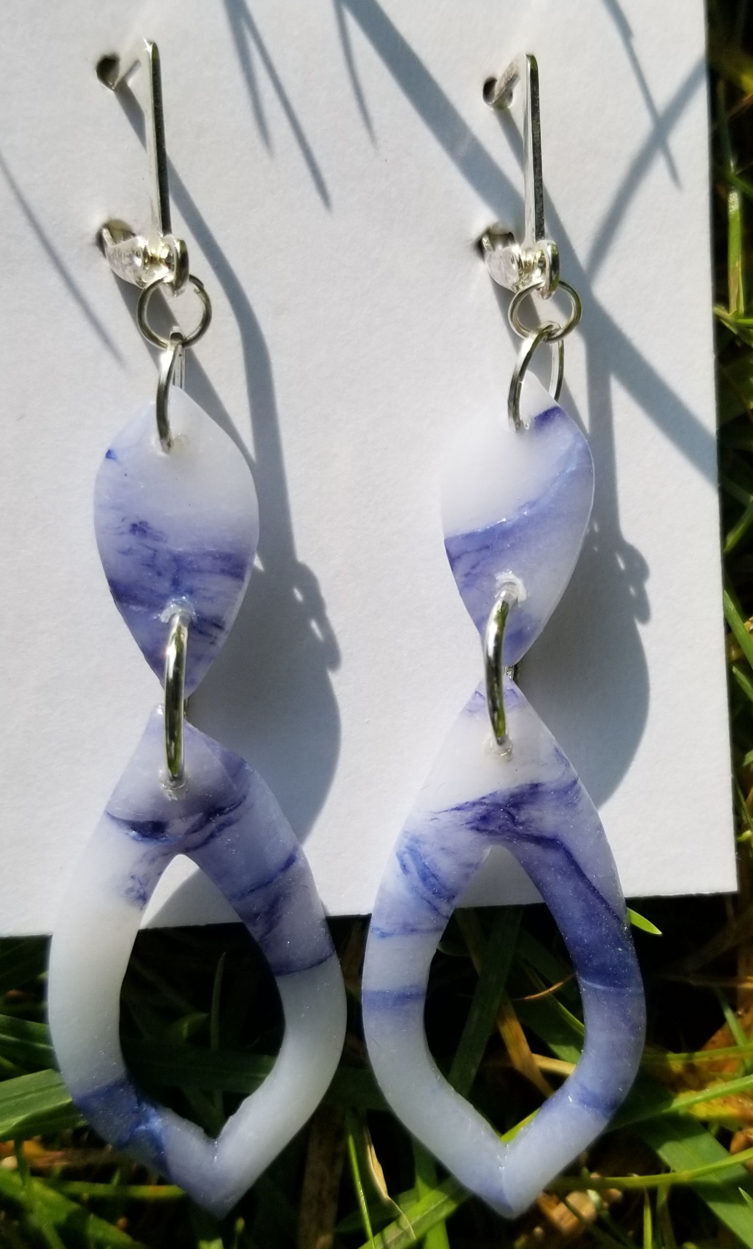 Blue Marble double teardrop dangles