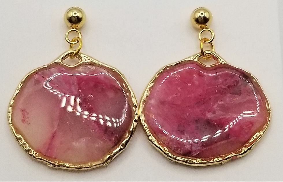 Ice Wine Marble round stud dangles