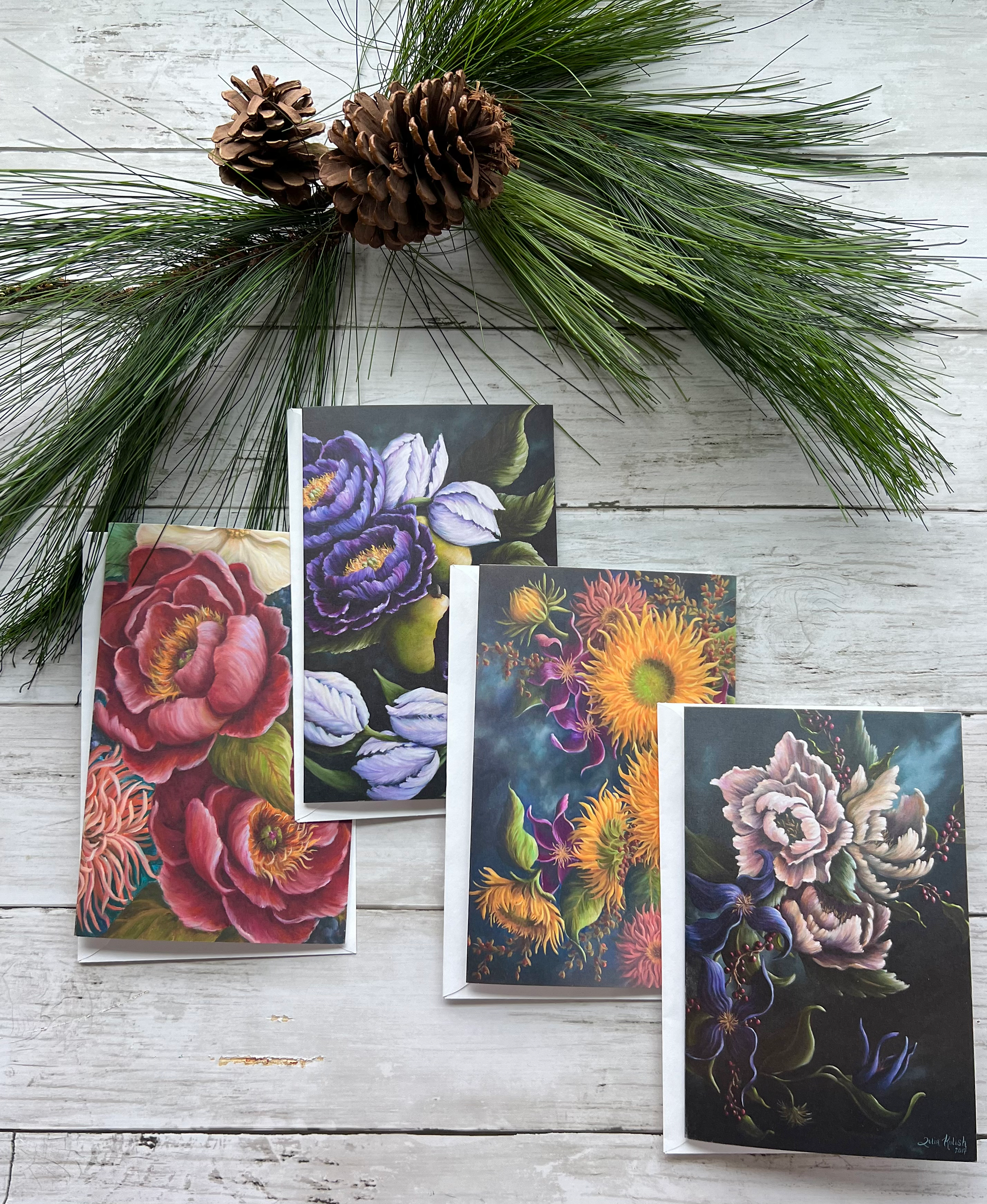 Floral themed greeting cards