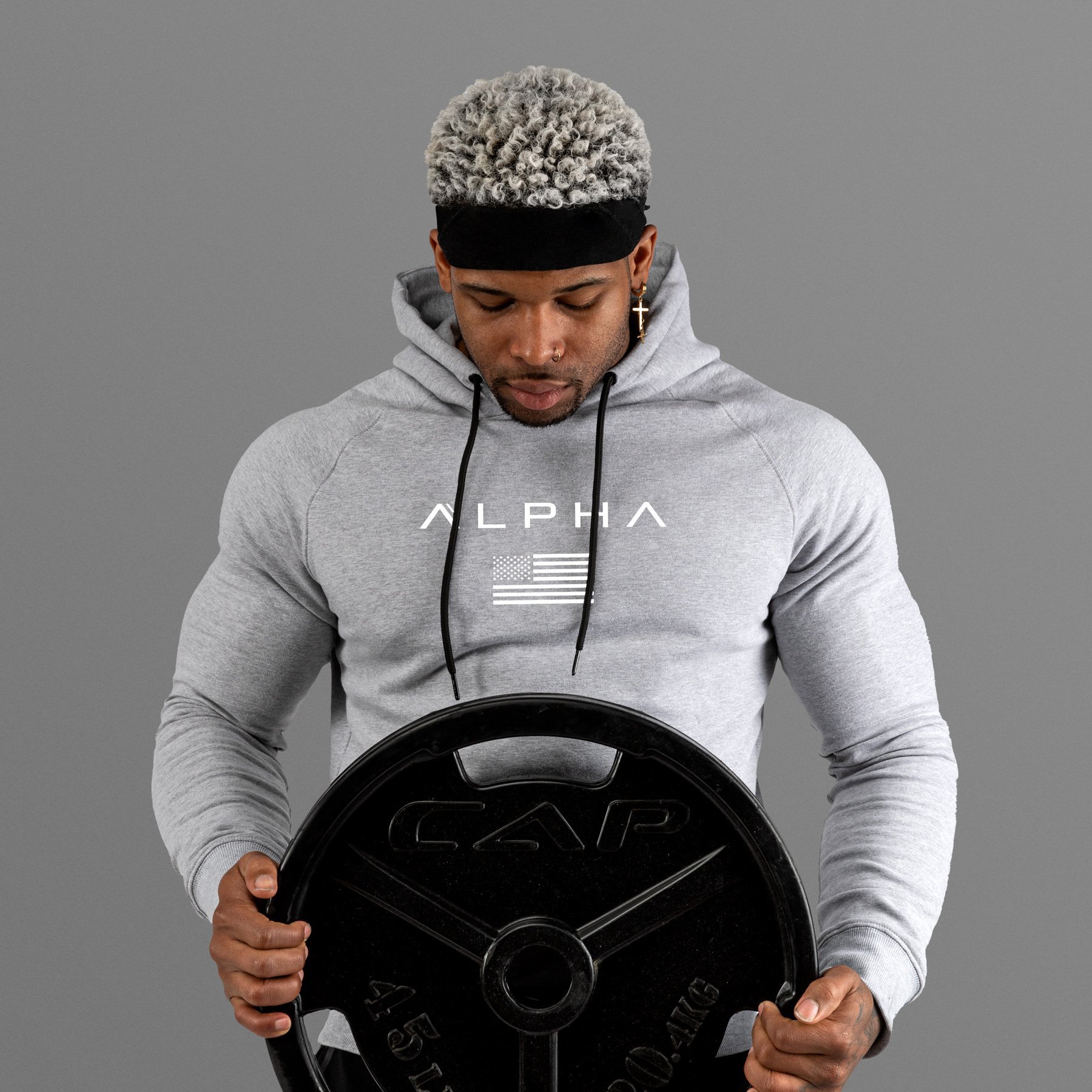 Men's Muscle Fit Cotton and Spandex Gym Hoodie Pullover Sweatshirt