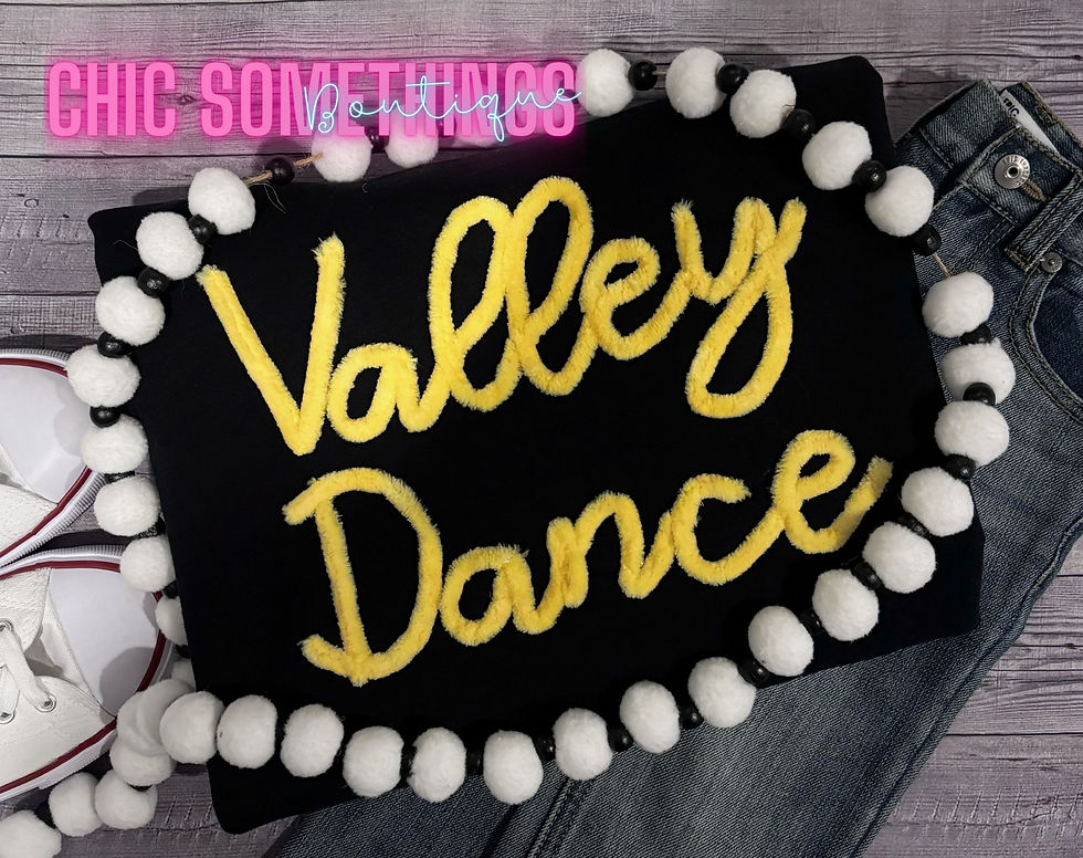 Dance Valley Chenille Letter Sweatshirt, Black and Yellow
