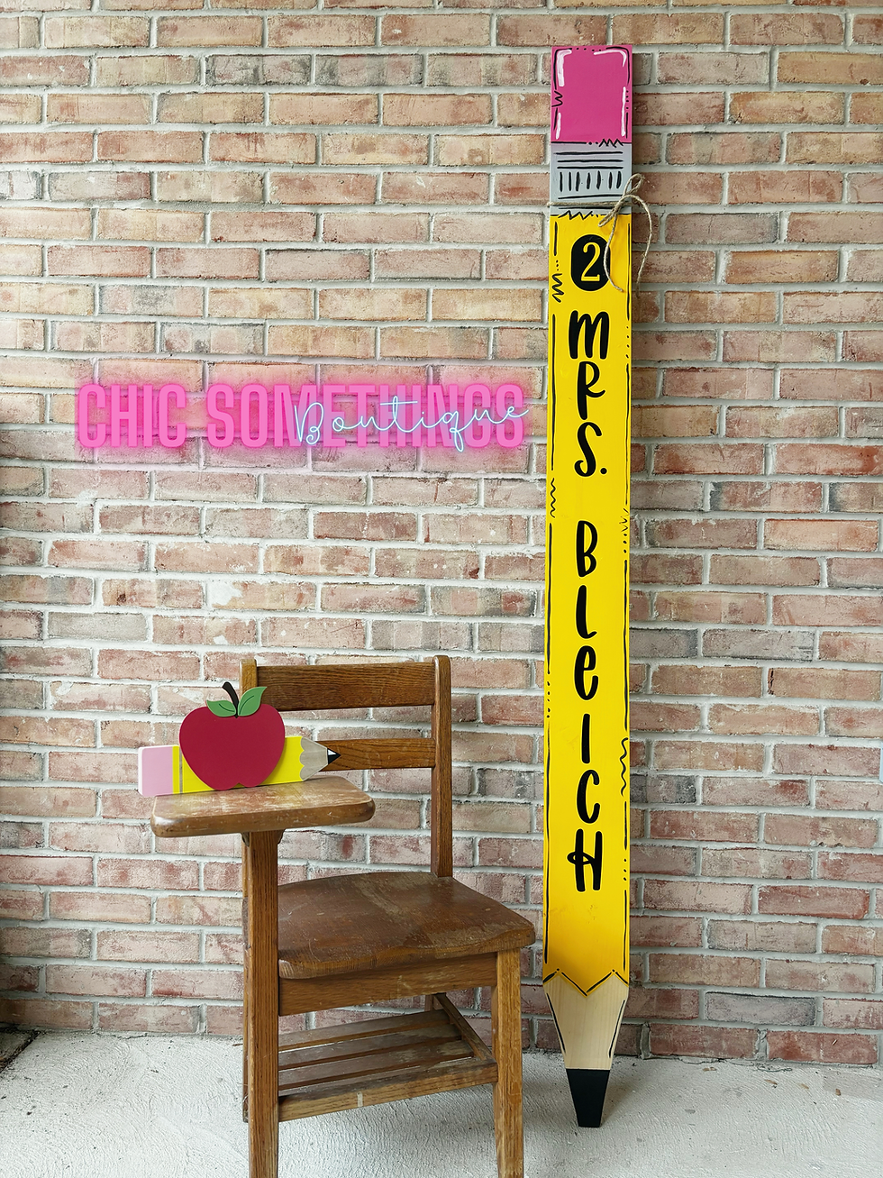 Personalized 6ft Wooden Teacher Pencil Sign