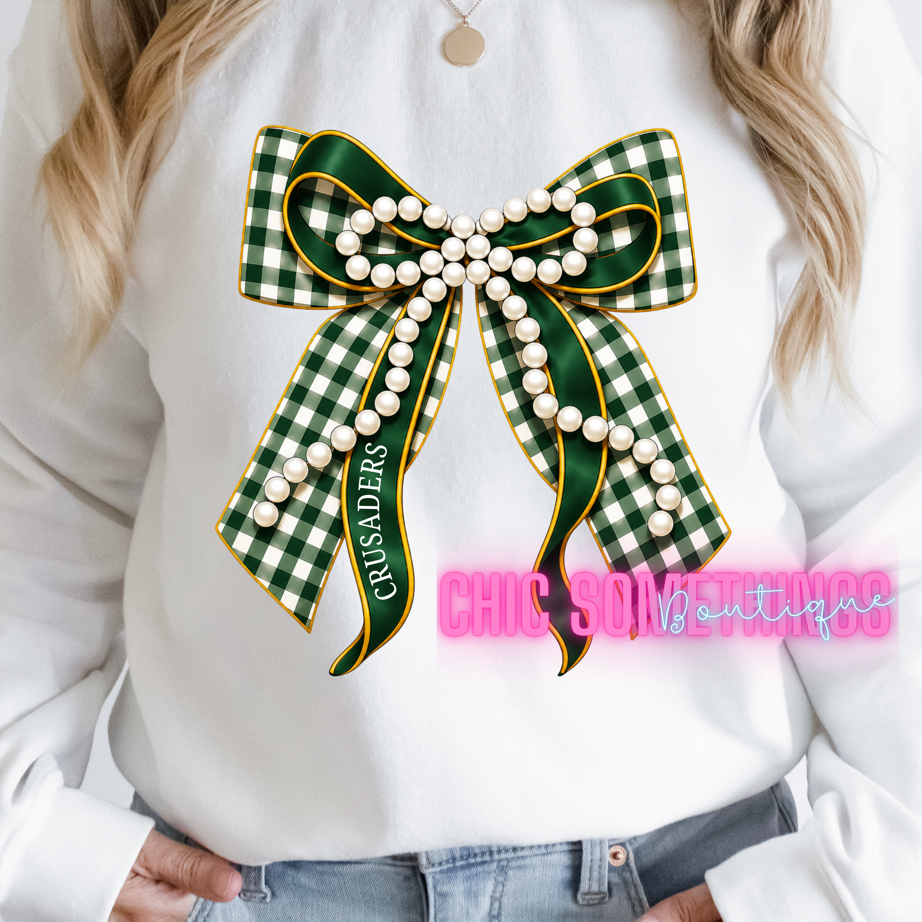 Crusaders Gingham Bow Shirt, Sweatshirt, Hoodie