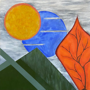 Abstract painting titled When the sun meets the earth.