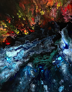 Abstract painting titled Fire and Ice