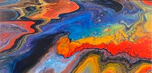 Bright colourful abstract painting titled ColourPlay 25