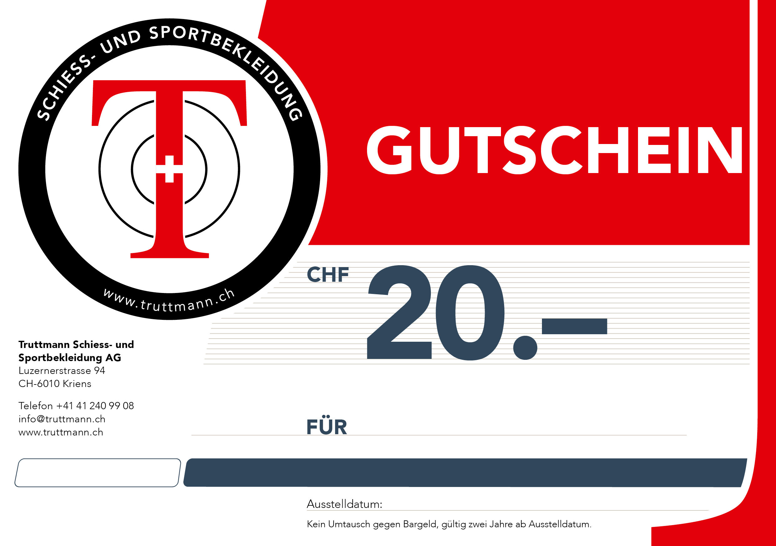 Gutschein CHF 20.-