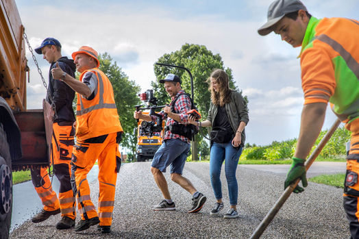 Making Off Foto von den Dreharbeiten Straßenwärter Donau-Ries