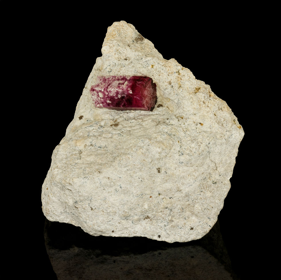 Thumbnail: Red Beryl Speckled Prism Matrix Specimen ex Earle Foster Collection Utah Emerald