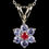 Thumbnail: Red Emerald (beryl) & Purple Tanzanite Flower Pendant in 18K White Gold