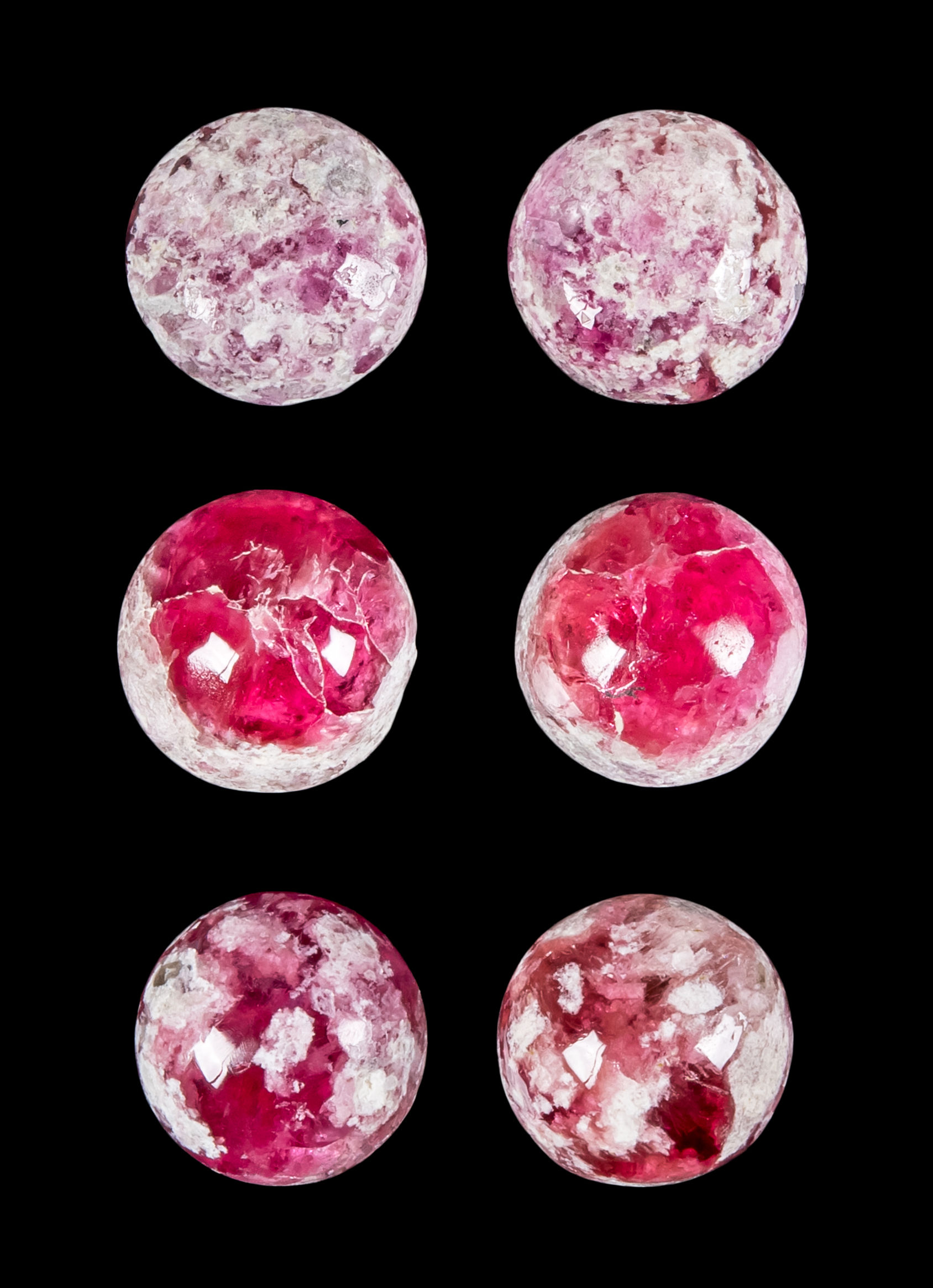 Red Beryl 4mm Round Cabochons 3x Pairs 1.28tcw Wah-Wah Mountains Utah USA