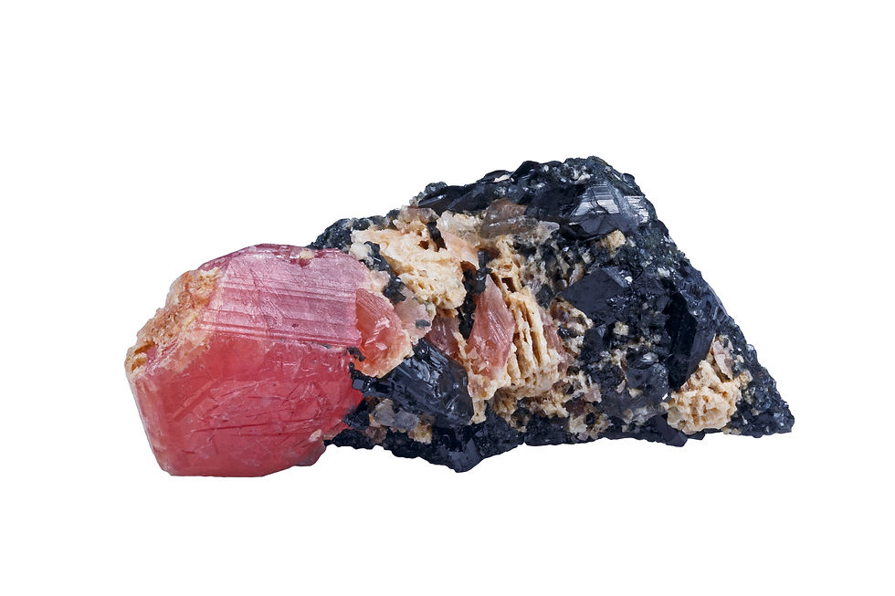 Thumbnail: Large Pezzottaite Crystal on Shorl Tourmaline Matrix
