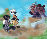 Features four Lego Monkie Kid-themed monkey characters.