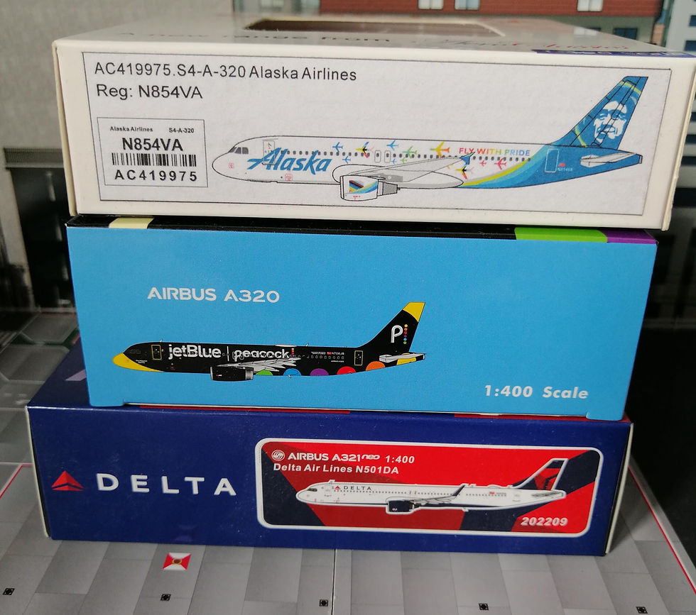 PANDA -NG MODELS/AEROCLASSICS  NORTH AMERICAN  AIRBUS A320  TRIPLE SET 1/400