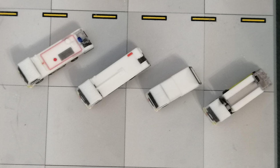 الصورة المصغرة: HAKONIWAGIKEN AIRPORT ACCESSORIES   4 PC TRUCK SET 1/400