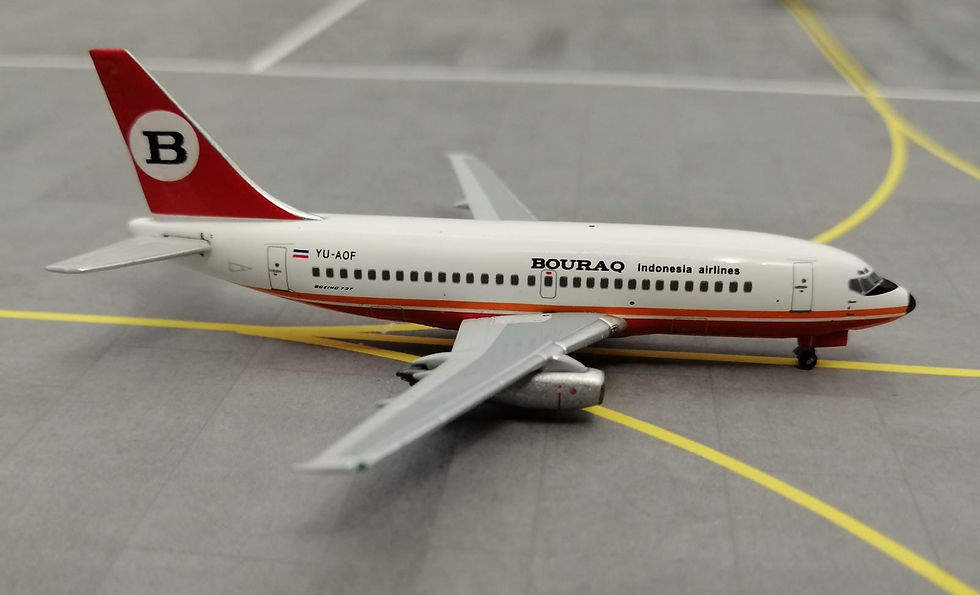 Thumbnail: AEROCLASSICS BOURAQ BOEING B737-200 YU-AOF 1/400
