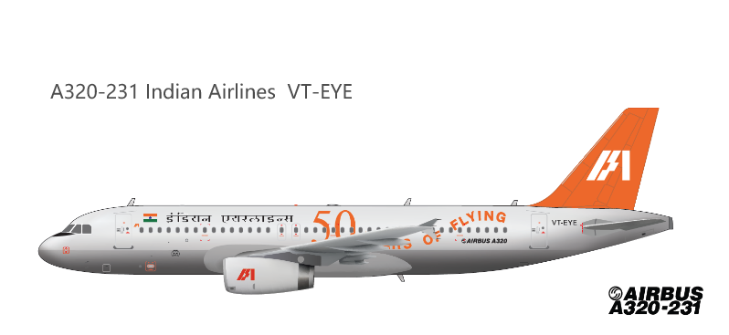 Miniaturbild: INDIAN AIRLINES A320  VT- EYE  "50TH ANNIVESARY LIVERY  1/400 BY PANDA MODELS