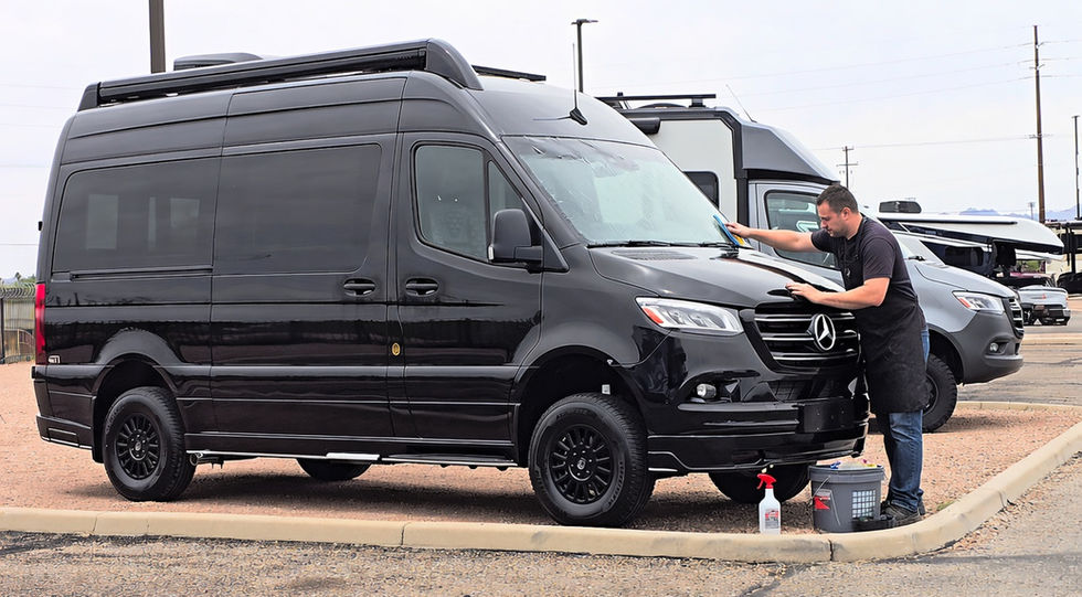 Windshield film on an adventure van