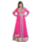 Pink Bollywood-style Anarkali suit with layered design, featuring hand embroidery on the yoke and matching dupatta & leggings